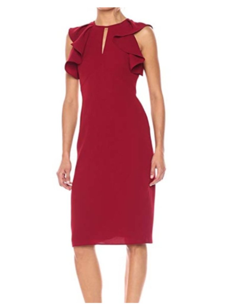 Like New Shoshanna Women's Red/Burgundy Midi Cocktail Dress Size 0